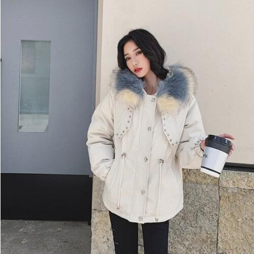 New Style Winter Womens Duck Down Jackets Mid Long Autumn Thick Fur Hooded Letters Printed Cool Outerwear Female Parka Coats