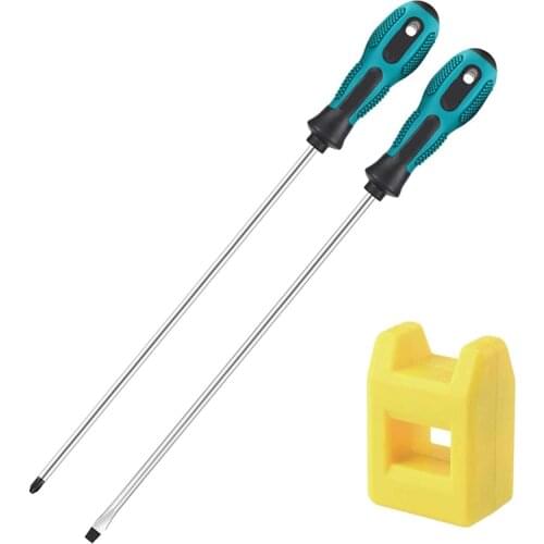 PENGGONG 2Pcs 12 Inch Long Slotted and Phillips Screwdriver Set Magnetic Screwdriver with Rubber Handle CNIM Hot