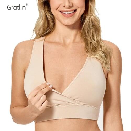 Gratlin Womens Plus Size Soft Wrap Wire Free Maternity Nursing Sleep Bra