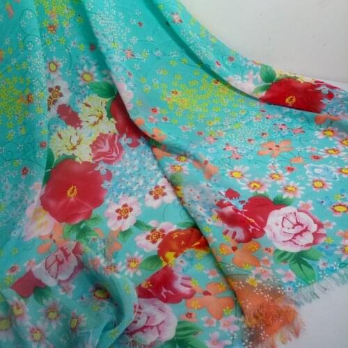Chiffon Dress Fabric 75D Chiffon soft Women Location printed Floral scarf Tissue sewing fabric