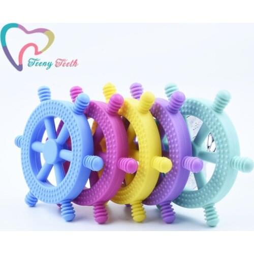 2PCS Silicone Baby Sensory Helm Wheel Pendants Teether Infant Nursing Necklaces Wheel Chew Chewelry Dummy Pacifier Clips Teether