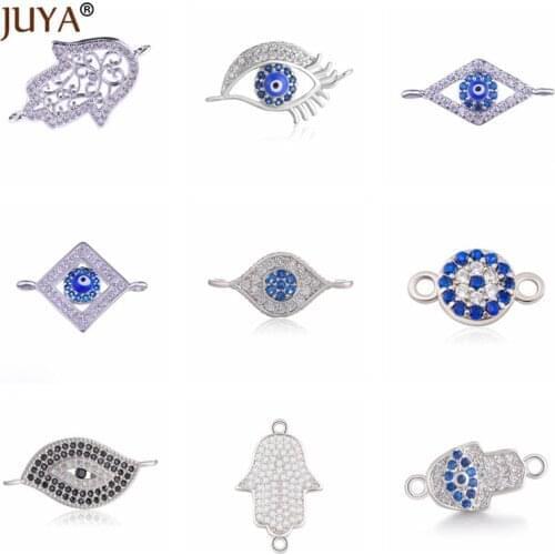 JUYA Jewelry Making Connectors Evil Eye Hamsa Hand Amulet Jewelry Accessories Supplies for DIY Bracelets Findings Components