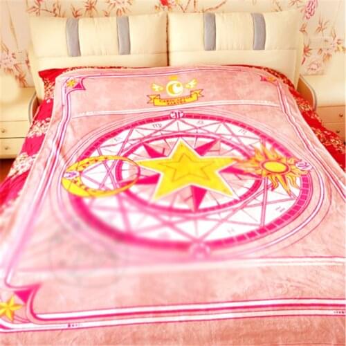 150cm*200cm Anime Cardcaptor Sakura Cartoon Printed Warm Soft Blanket Cosplay Prop Home Decor for Women Men Gift 1 pcs