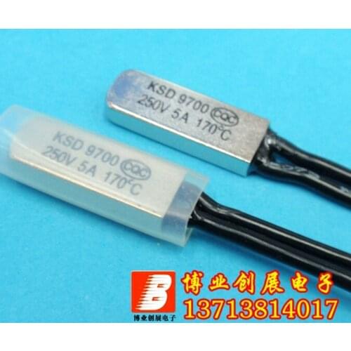 5pcs/Thermal protector KSD9700 170 Degrees Celsius Normally closed (N.C) Metal Temperature control switch Thermostat 5A250V
