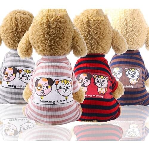 Cartoon Dog Hoodie Sweater Winter Warm Striped Pet Clothes for Small Dogs Cotton Kitten Coat Jacket Pets Costumes Dog Clothing