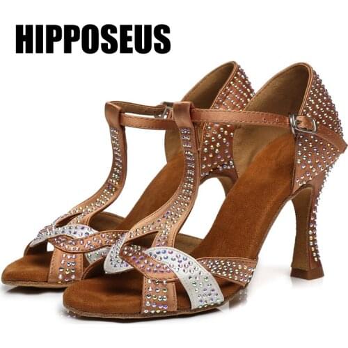 Hipposeus Girls Latin Dance-Shoes Women Ballroom Tango Salsa Dancing Shoes Soft Bottom Modern Dance Shoes Suede Professional