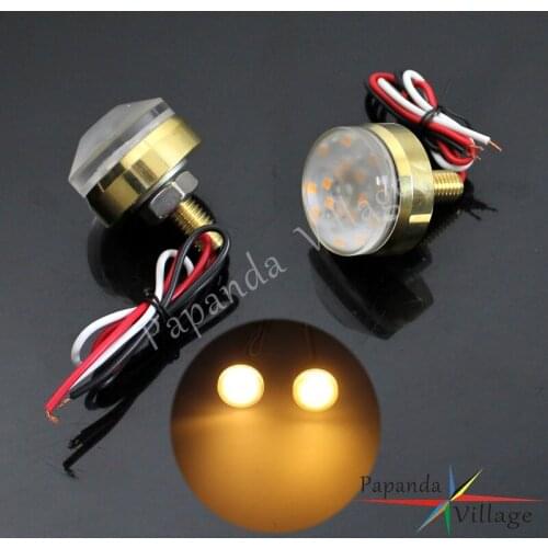 Motorcycle Brass Universal 1" 25mm Handlebar LED Turn Signal Indicators Lamp Bar End Blinker for Honda Yamaha Suzuki Kawasaki