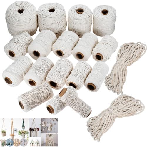 Natural Crafts Cotton Rope 1mm/2mm/3mm/4mm/5mm/6mm/8mm/10mm Dia Twisted Braided Cord Macrame String DIY Handmade 50m-400m Beige