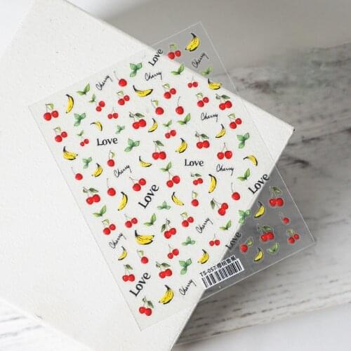 Japanese 5D Thin Nail Stickers Frosted Thin Transparent Embossed Cherry Banana Nail Stickers 2021 NEW