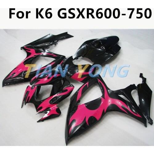 Pink flame spray paint motorcycle full body protective cover high quality Accessories For SUZUKI GSX-R600 GSX-R750 2006 2007