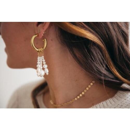 Brass With 18k Gold Irregular Natural Pearl Earrings Women Jewelry Party T Show Gown Stuning Runway rare Korean Japan Trendy