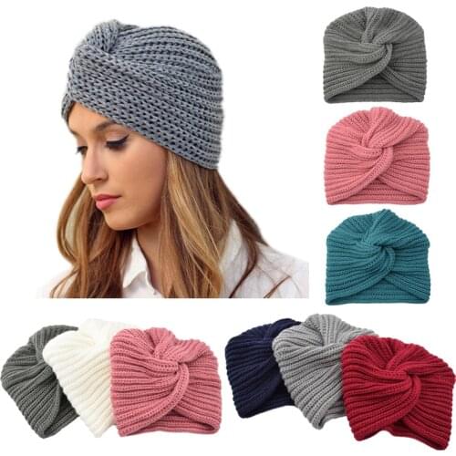Fashion Winter Warm Ears Beanie Cross Knitted Hat For Women
