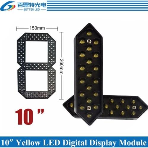 10pcs/lot 10" Yellow Color Outdoor 7 Seven Segment LED Digital Number Module for Gas Price LED Display module