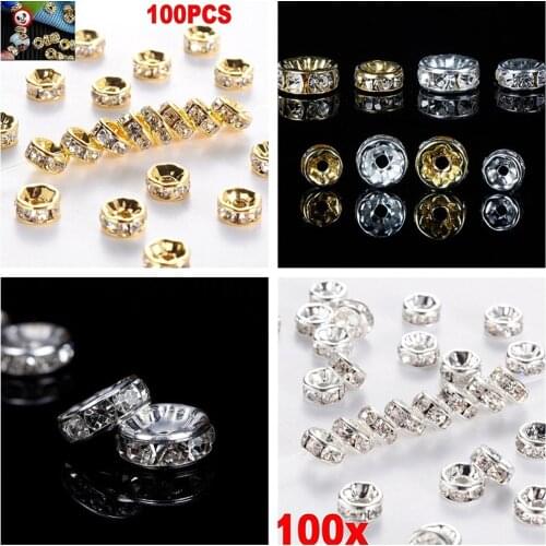 100pcs 6/8mm Color Rondelle Rhinestone AB Spacer Loose Crystal Beads For Jewelry Making Diy Bracelet Necklace Findings