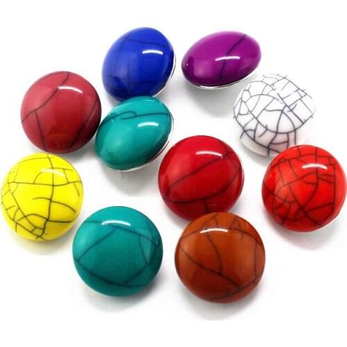 12pcs/lot glass kallaite snap buttons crack 18mm leather clasp snap button Bangles snap bracelet jewelry