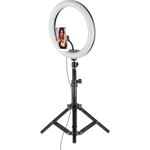 14 Inch LED Ring Light Fill-in 168LEDs 10W 2700-5500K+Ballhead Phone Holders with 50cm Mini Light Sand for iPhone Huawei Xiaomi