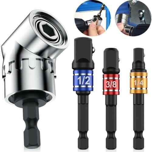 3Pcs Hex Shank to Square Socket Drill Bits With 105 Degree Short Corner Drill Bit Socket Adapter Extension Bar Attachment Shaft