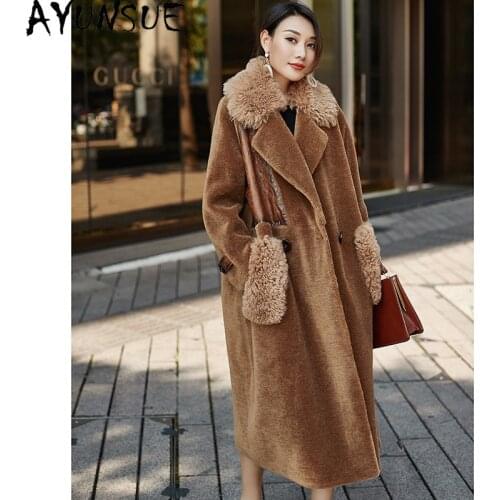 AYUNSUE High Quality Long Real Fur Coat Female 100% Wool Woman Jacket Korean Winter Clothes Women Casual 2020 Ropa Para Mujer 41
