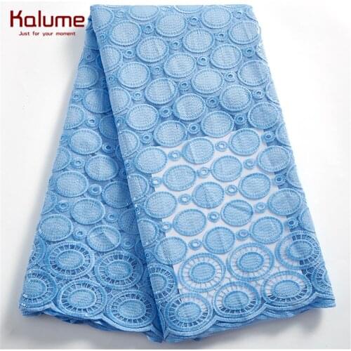 Kalume White French Tulle Lace Fabric 2021 High Quality Tissue Blue African Nigerian Milk Silk Lace Fabric For Wedding H2416