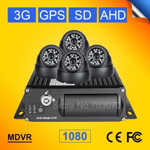 Free shipping 3g gps tracker remote monitoring 4ch 1080p ahd sd mobile dvr kits pc/phone online view g-sensor dual sd mdvr kits