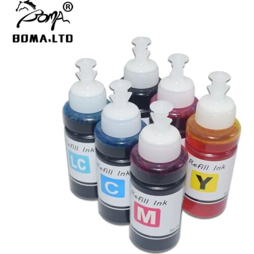 BOMA.LTD 70ml Water Soluble Ink For EPSON Eco Tank L800 L1800 L810 L803 L805 L850 Printer 673 T6731 - T6736 Cartridge Dye Ink