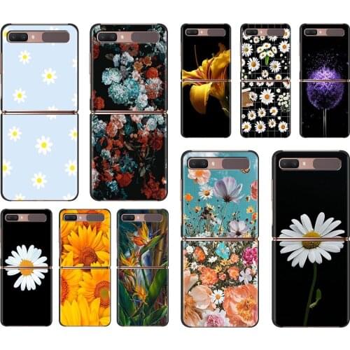 Retro Sunflower Daisy Cover For Samsung Galaxy Z Flip 5G Foldable Cell Phone Case ZFlip 6.7" Black PC Fold Hard Shell Coque