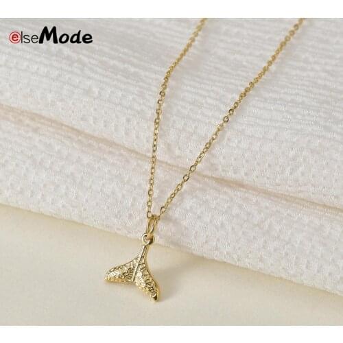 ELSEMODE Fashion Vintage Mermaid Tail Necklace Stainless Steel Fish Choker Necklace Women Best Friend Jewelery Gift Dropshipping