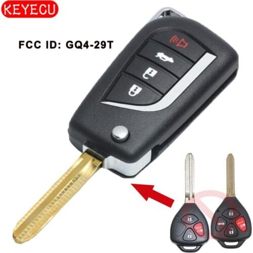 Keyecu Modify Folding Remote Key 315MHz 4D67 Chip for Toyota Corolla Avalon 2008-2012 FCC:GQ4-29T