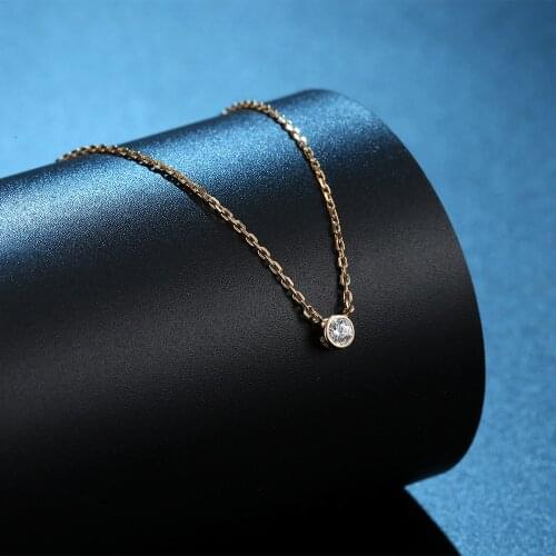 Classic Design Single 5A Zircon Gold Necklace 925 Sterling Silver Pendant Necklace Suitable for Wedding Gift 5cm Extension Chain