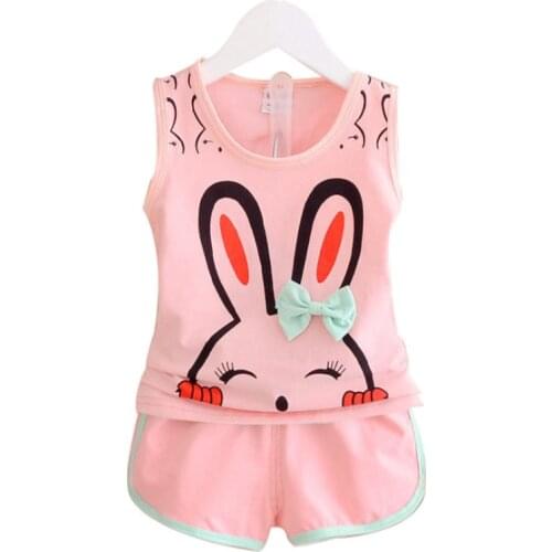 New Summer Childrens Cute Clothes Suits Boys Girls Casual Vest Shorts 2Pcs/Set Toddler Cartoon Cotton Clothing Kids Tracksuits