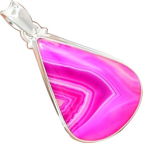 Genuine BOTSWANA AGATE Pendant 925 Sterling Silver, 45.8 mm, MHBAP5965