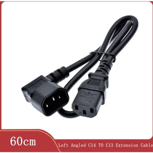 50CM Left Angled IEC 320 C14 Male to C13 Female Cord,C14 to C13 Power Extension Cable For PDU UPS,H05VV-F-3G1.5