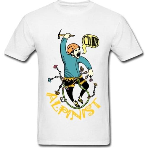 MAD ALPINIST 2018 Men Mountain Climbed Workout T Shirt Summer Cotton White T-shirt Comic Cartoon Clothing Funny