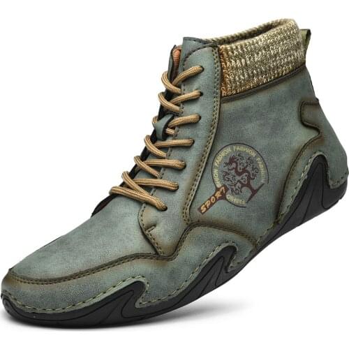 Mens Leather Waterproof Driving Lace Up Shoes Climb Oxfords Army Hiking Combat Casual 4Colors Plus Size 38-48