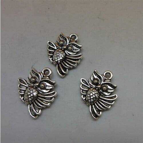 Nevstop Vintage Silver Cute Owl Charms 100pcs/lot 15x19mm Bird Charms for Handmade Jewelry