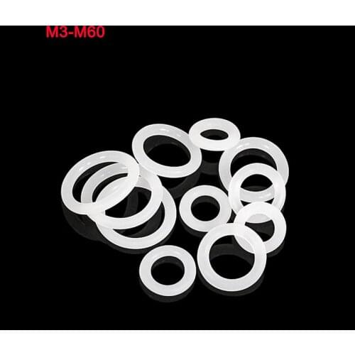 New White Silicone Rubber Washer OD 3-60mm O-Ring Seals Gaskets Cross Section 1mm 2mm 3mm