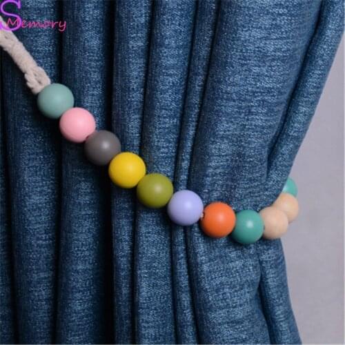 NEW Wooden Curtain Holders Tieback Clips Hanging Ball Beaded Buckle Tie Back Straps Accessories Home Decoration