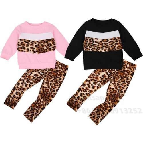 Newborn Baby Girls Leopard Patchwork Sweatshirt Top+Pants Long Sleeve Infant kids Fall clothes 6M-4Y