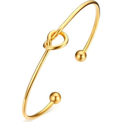 Stainless steel knotted open bracelet gold net red bracelet titanium steel female gold-plated jewelry B00567