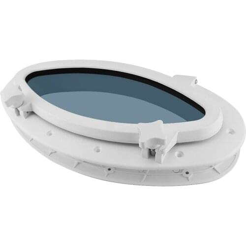 400x200mm ( 15 X 8 inch) Boat Oval Porthole Window with White ABS Plastic Trim Port Hole & Tempered Glass