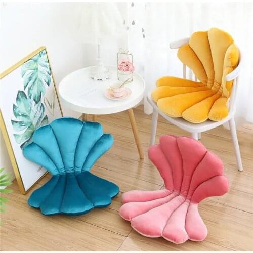 Creative Luxury Velvet Shell Stuffed Chair Seat Cushion Art style Shell Back Cushion Red Rose Princess Sea Shell Home Pillows