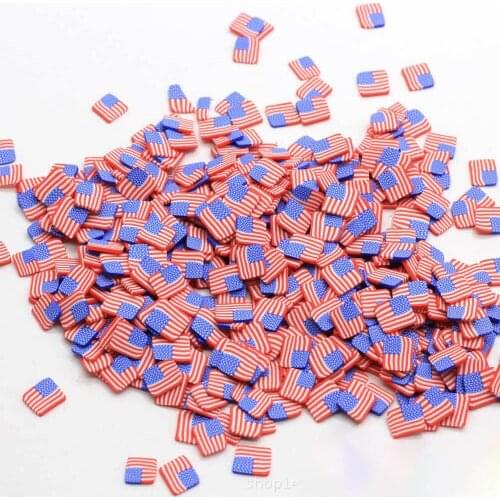 100g American Flag Shape Polymer Clay Sprinkles for Slime Filler Tiny Plastic Klei Accessories DIY Shaker Cards Nail art Decor