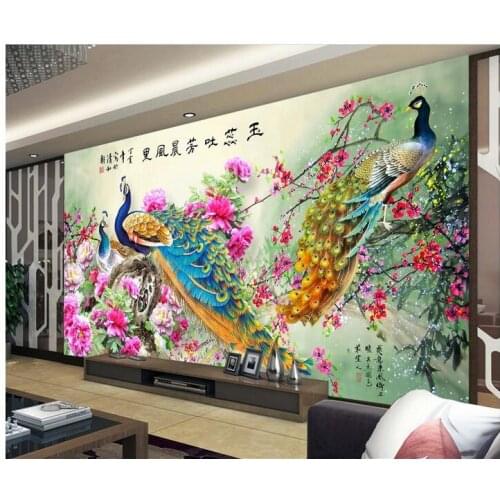 Custom photo 3d wallpaper Non-woven mural The peacock lucky bird decoration painting picture room 3d wall murals wallpaper