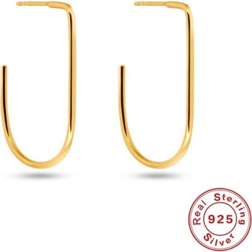 Aide 925 Sterling Silver U Shaped Gold Hoop Earrings for Women Statement Big Opening Circle Huggie Earrings Jewelry Oorbellen