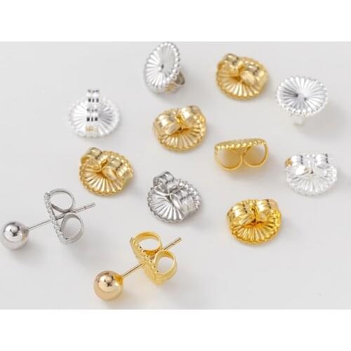 Copper Plating 18K Gold Silver Round Earring Back Stoppers 9mm 20pcs/lot For Women Bulk Items Wholesale Earing Making Kits