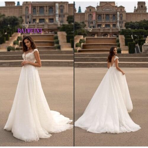 Robe de mariee New arrival Simlple Beading Wedding Dresses 2021 Crystal Embroidery Appliques Wedding Gowns vestidos de noiva