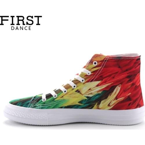 FIRST DANCE Fashion Men Classic Canvas Shoes Men High Top Male Canvas Flower Shoes Men Flats Casual Lace Up Shoes Spring