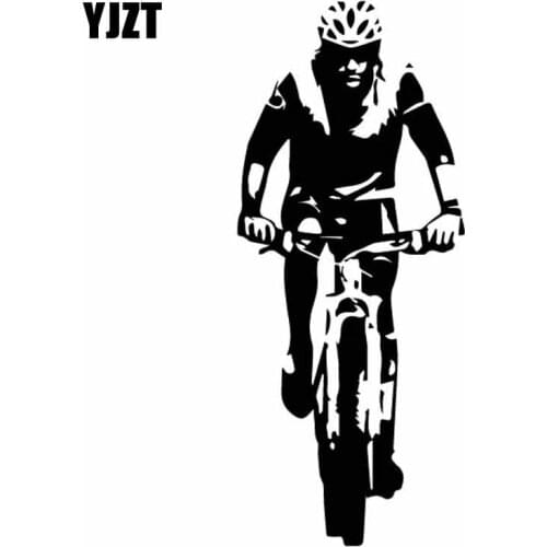 YJZT 6.6CM*16.1CM Dazzling Bicycle Racing Cyclist Original Vinly Decal Cool Car Sticker Black/Silver C27-0678