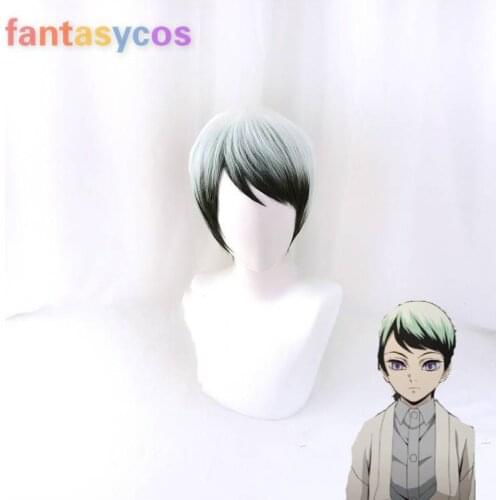 Yushirou Demon Slayer Kimetsu No Yaiba Cosplay Wig Synthetic Short Halloween Anime Synthetic Hair+ Free Wig Cap