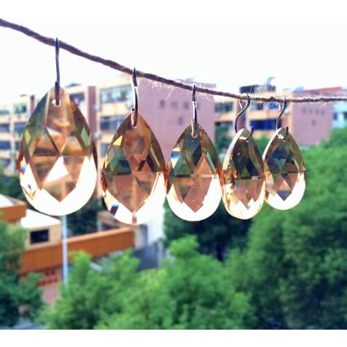 Factory Price 20PCS/Lot 50MM K9 Optical Champagne Crystal Chandelier Pendants Glass DIY Suncatcher Prism Lighting crystal Stones
